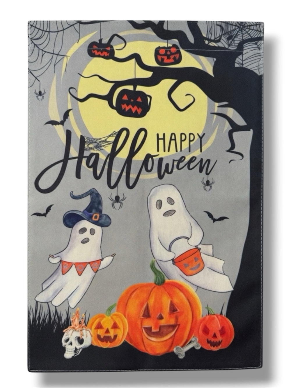 Ghost & Jack-O-Lanterns  "Happy Halloween" Garden Flag - NWT